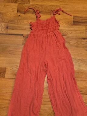 Urban Outfitters Women's Coral Tie-Shoulder Wide-Leg One-Piece